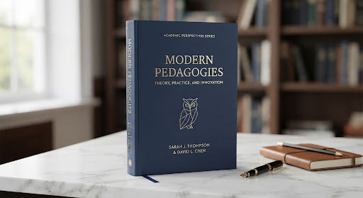 Hardcover academic textbook with minimalist cover on a marble surface