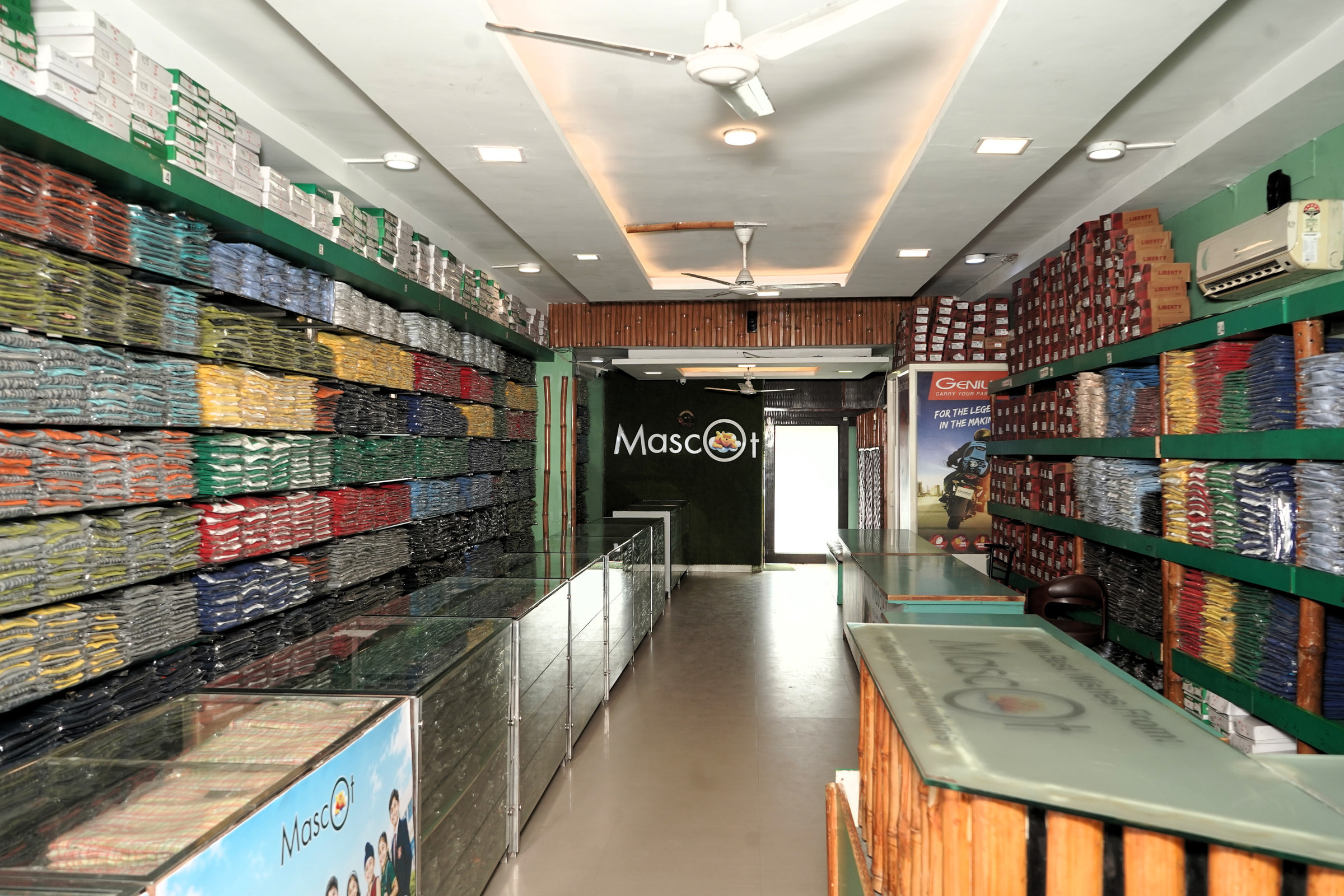 Looking down the Mohali floor to the Mascot wall at the back